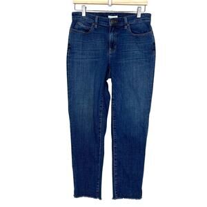 Eileen Fisher Women's Size 4 Light Medium Wash Denim Jeans Raw Hem Relaxed